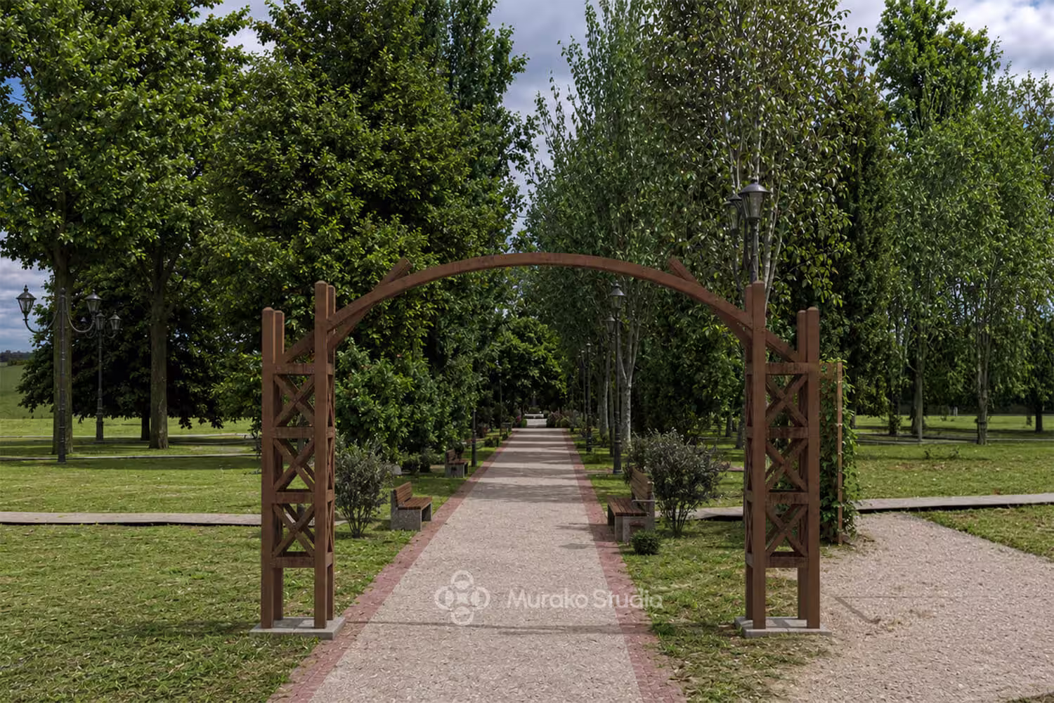 Park w Bratkowicach — widok na wejście