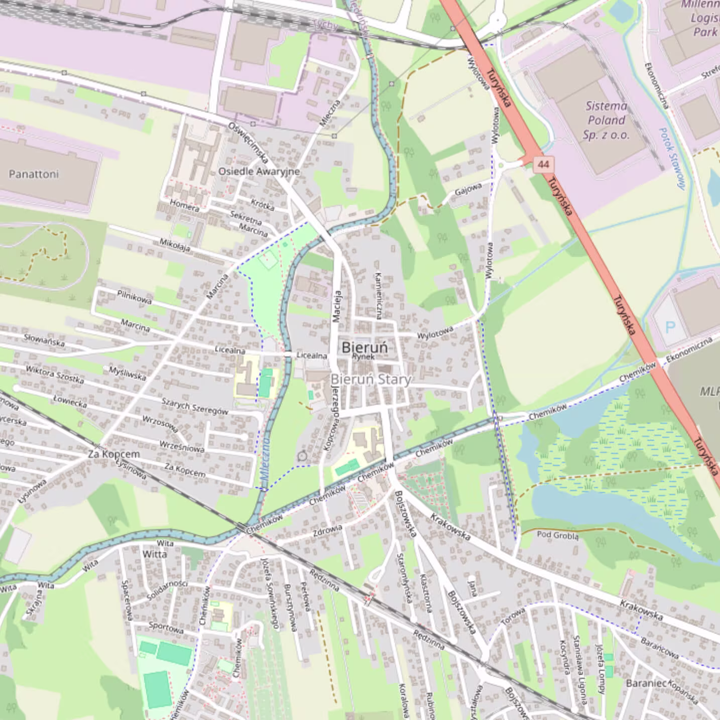 Zespół domów jednorodzinnych w Bieruniu - mapa